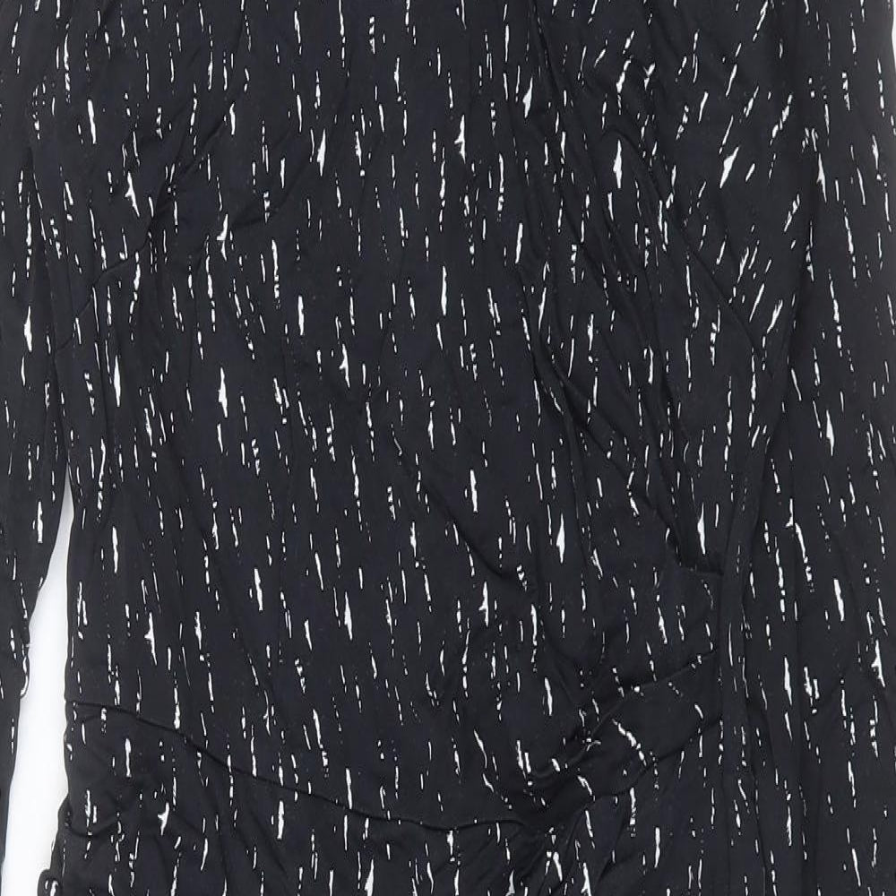 Autograph Womens Black Geometric Viscose Sheath Size 12 Crew Neck Zip