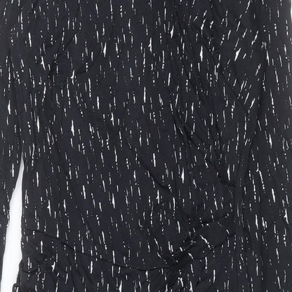 Autograph Womens Black Geometric Viscose Sheath Size 12 Crew Neck Zip