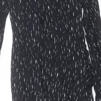 Autograph Womens Black Geometric Viscose Sheath Size 12 Crew Neck Zip