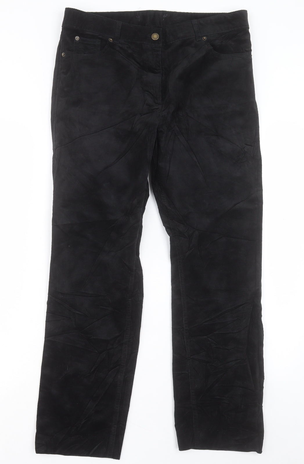 Marks and Spencer Womens Black Cotton Straight Jeans Size 34 in L28 in Regular Button
