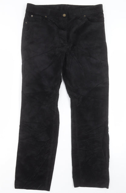Marks and Spencer Womens Black Cotton Straight Jeans Size 34 in L28 in Regular Button