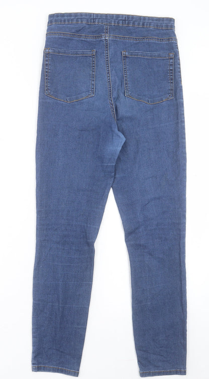 Denim & Co. Womens Blue Cotton Skinny Jeans Size 12 L27 in Regular Button