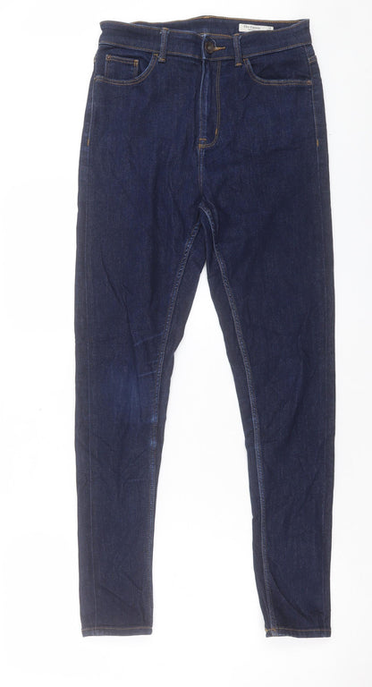 Marks and Spencer Womens Blue Cotton Skinny Jeans Size 10 L31 in Regular Button