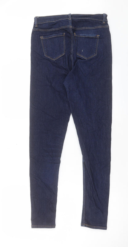 Marks and Spencer Womens Blue Cotton Skinny Jeans Size 10 L31 in Regular Button
