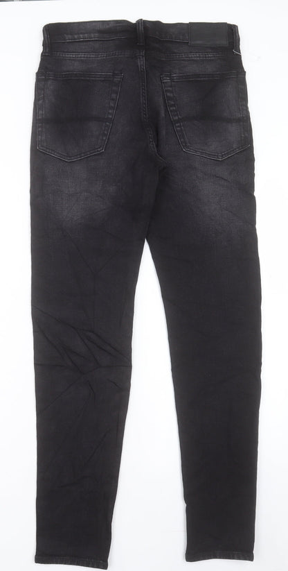 Marks and Spencer Mens Black Cotton Skinny Jeans Size 30 in L31 in Regular Button