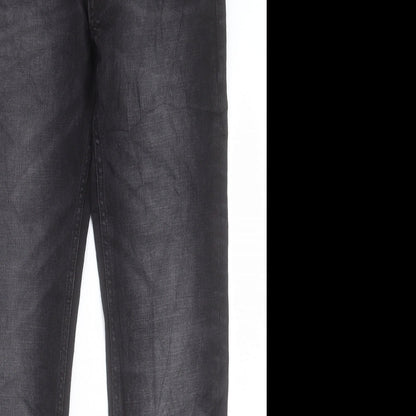 Marks and Spencer Mens Black Cotton Skinny Jeans Size 30 in L31 in Regular Button