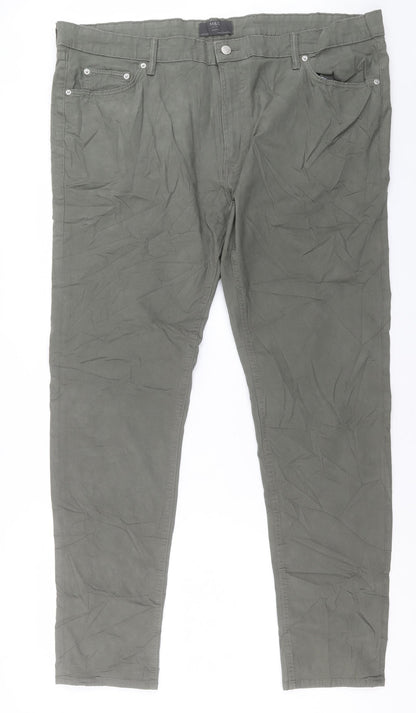 Marks and Spencer Mens Green Cotton Skinny Jeans Size 44 in L33 in Regular Button - Long Leg