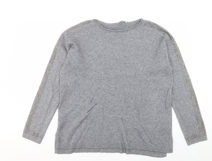 LV Clothing Womens Grey Crew Neck Viscose Pullover Jumper Size L