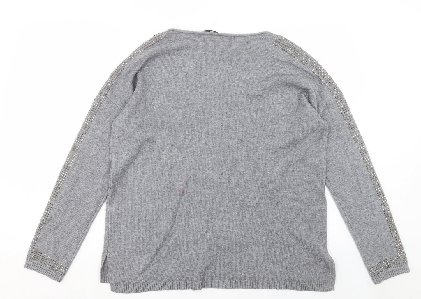 LV Clothing Womens Grey Crew Neck Viscose Pullover Jumper Size L