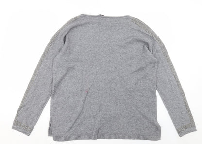 LV Clothing Womens Grey Crew Neck Viscose Pullover Jumper Size L