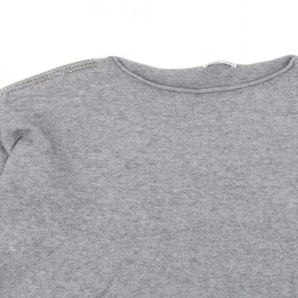 LV Clothing Womens Grey Crew Neck Viscose Pullover Jumper Size L