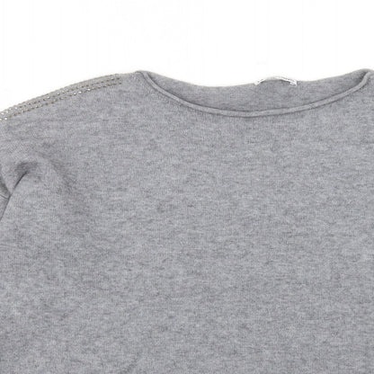 LV Clothing Womens Grey Crew Neck Viscose Pullover Jumper Size L