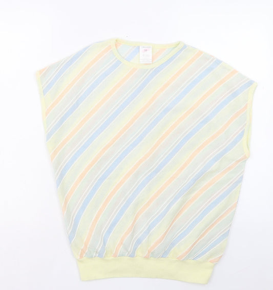 Littlewoods Womens Multicoloured Crew Neck Striped Acrylic Vest Jumper Size 18