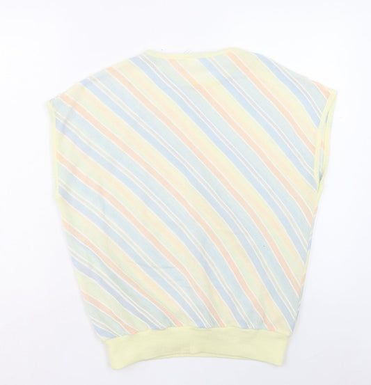 Littlewoods Womens Multicoloured Crew Neck Striped Acrylic Vest Jumper Size 18