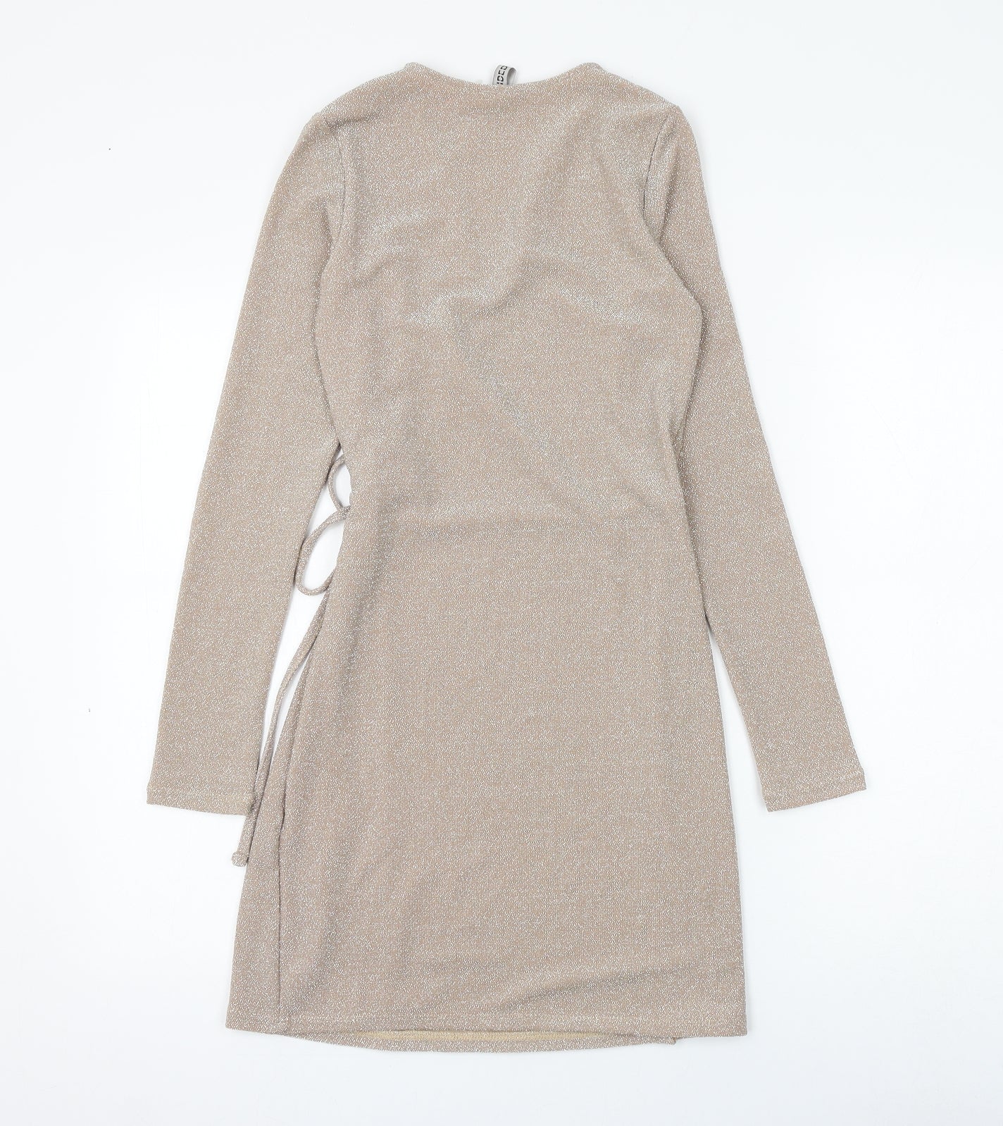 H&M Womens Gold Polyamide Wrap Dress Size XS V-Neck Tie