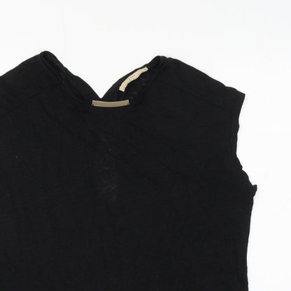 Womens UK Size M Zara Black Basic Blouse