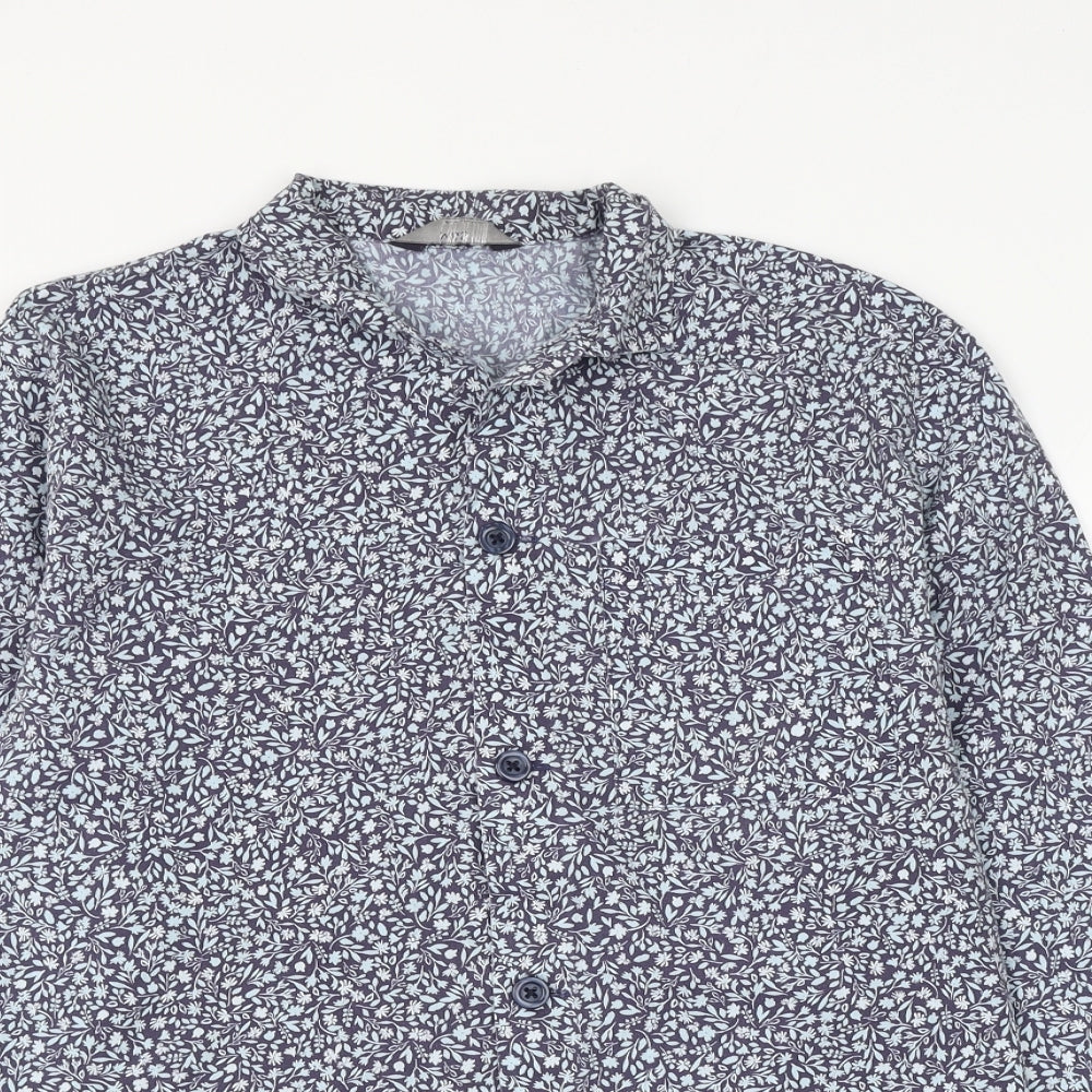 Womens UK Size S Marks and Spencer Blue Basic Button-Up