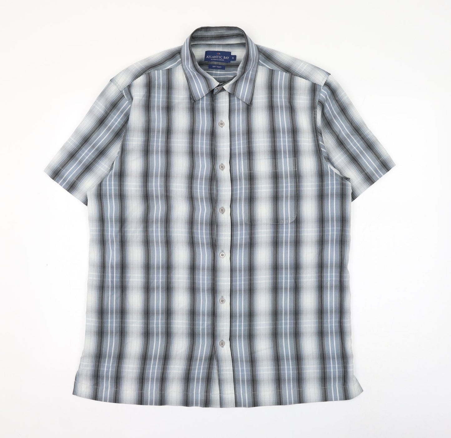Mens UK Size M BHS Blue  Button-Up Short Sleeve Casual Shirt