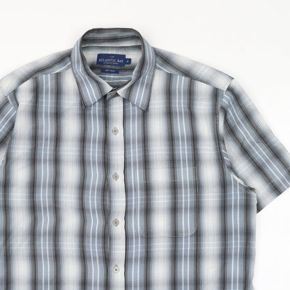 Mens UK Size M BHS Blue  Button-Up Short Sleeve Casual Shirt