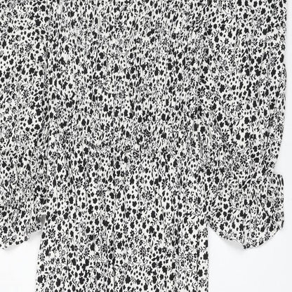 Marks and Spencer Womens White Floral Viscose Fit & Flare Size 6 Square Neck Pullover