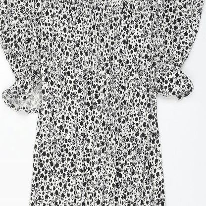 Marks and Spencer Womens White Floral Viscose Fit & Flare Size 6 Square Neck Pullover