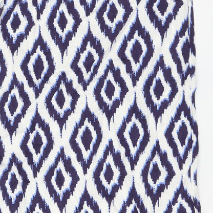 Marks and Spencer Womens Blue Geometric Flax Shift Size 10 Round Neck Pullover