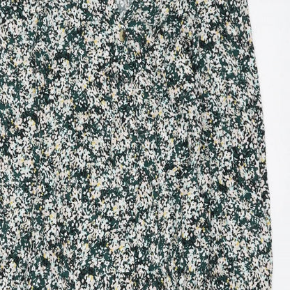 Marks and Spencer Womens Green Floral Viscose A-Line Size 6 V-Neck Pullover