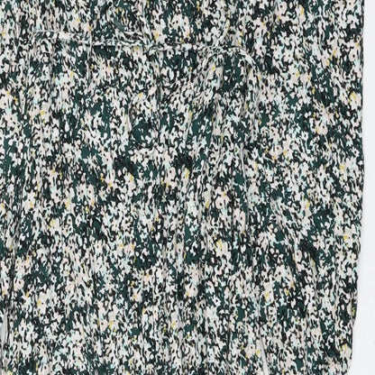 Marks and Spencer Womens Green Floral Viscose A-Line Size 6 V-Neck Pullover