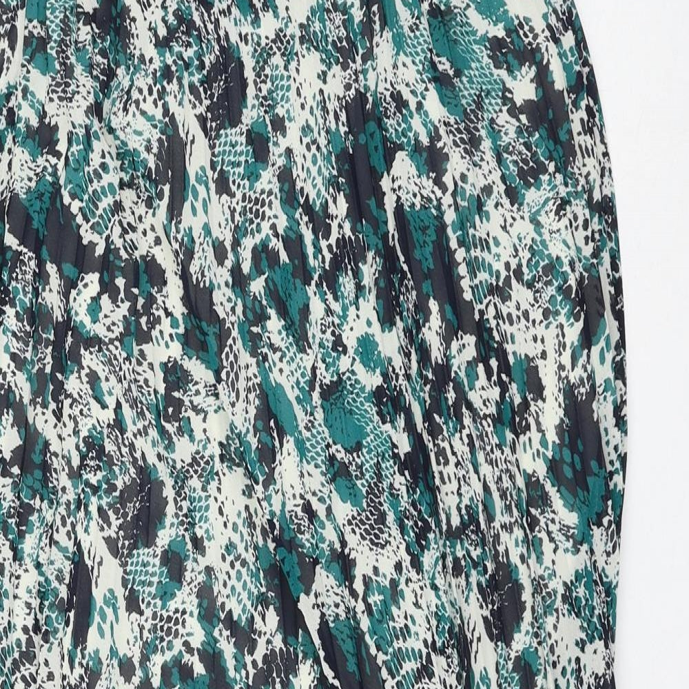 Marks and Spencer Womens Multicoloured Geometric Polyester Pleated Skirt Size 8