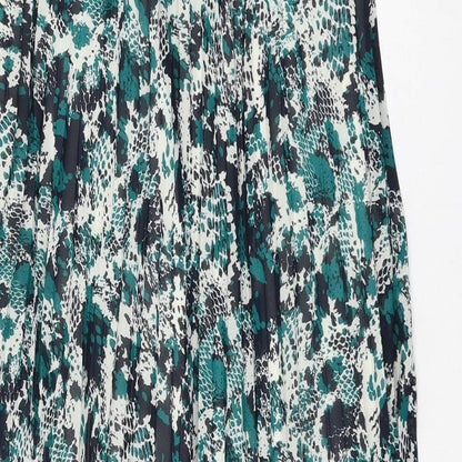Marks and Spencer Womens Multicoloured Geometric Polyester Pleated Skirt Size 8