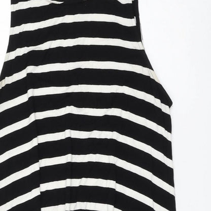 Old Navy Womens Black Striped Viscose Basic Blouse Size M Round Neck