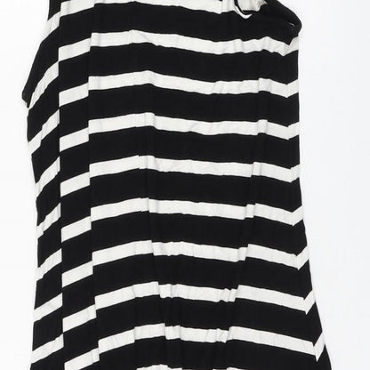 Old Navy Womens Black Striped Viscose Basic Blouse Size M Round Neck