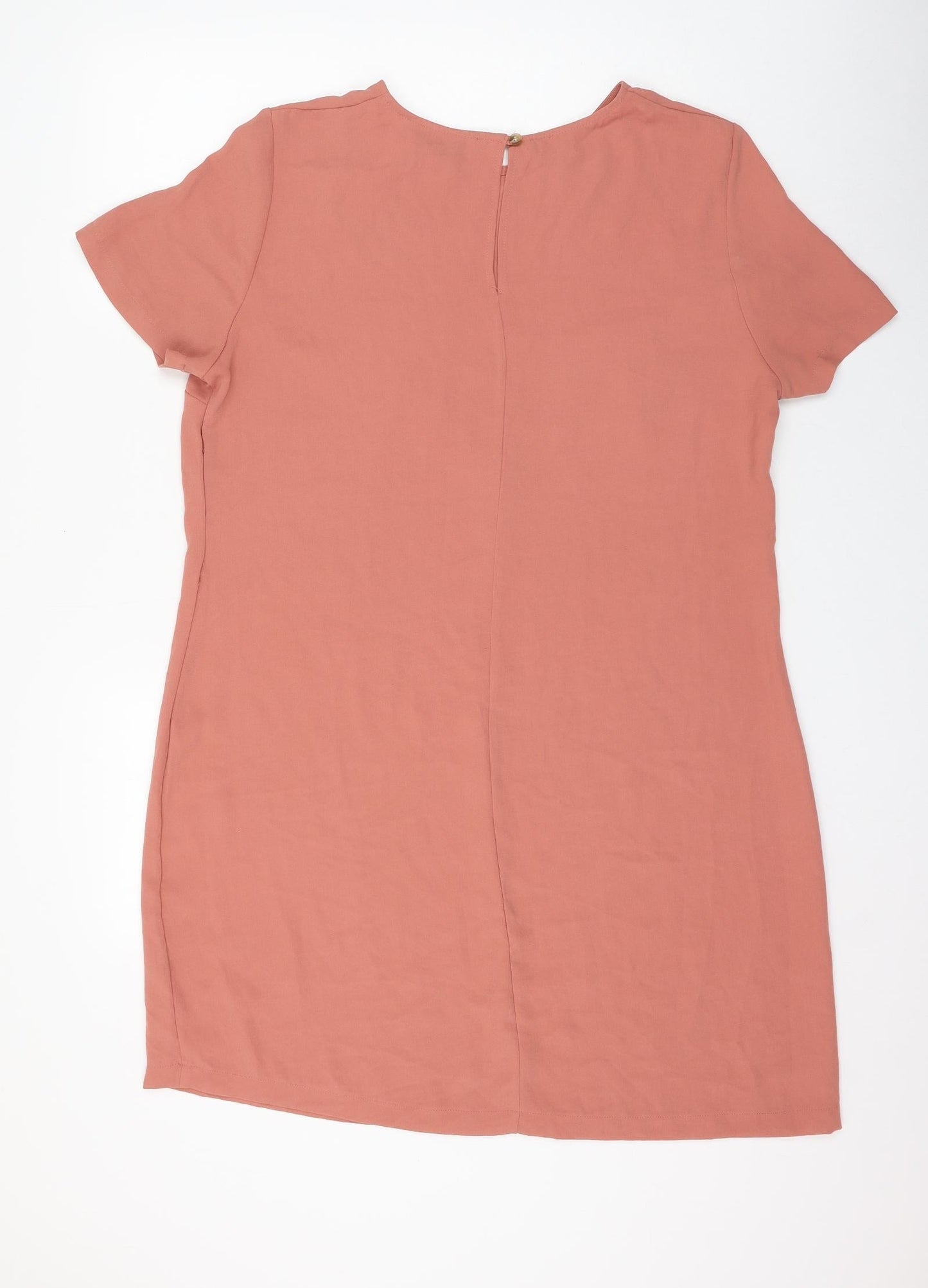 Primark Womens Pink Polyester Shift Size 16 Round Neck Button