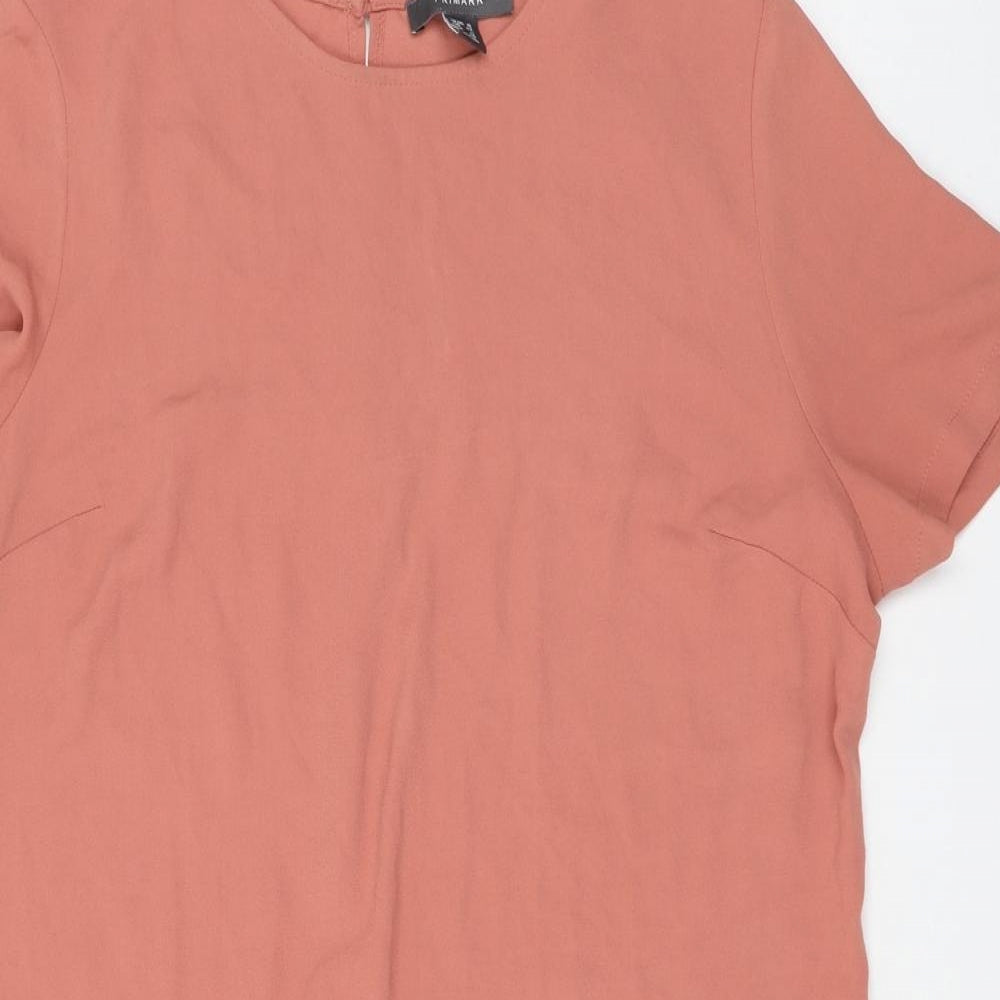 Primark Womens Pink Polyester Shift Size 16 Round Neck Button