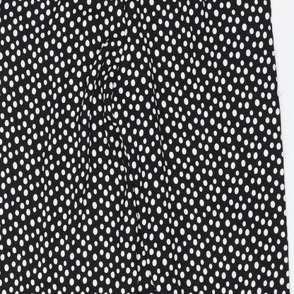 Marks and Spencer Womens Black Polka Dot Polyester Trousers Size 8 L30 in Regular Drawstring