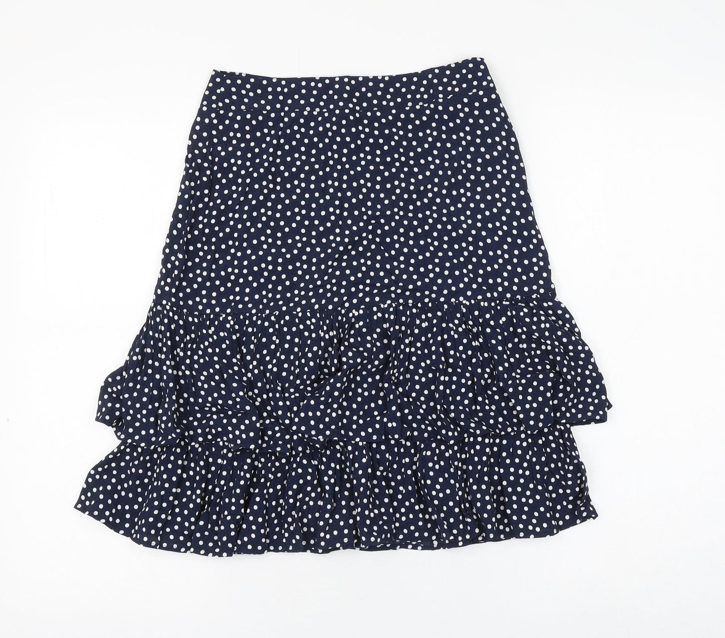 Marks and Spencer Womens Blue Polka Dot Viscose A-Line Skirt Size 6 Zip