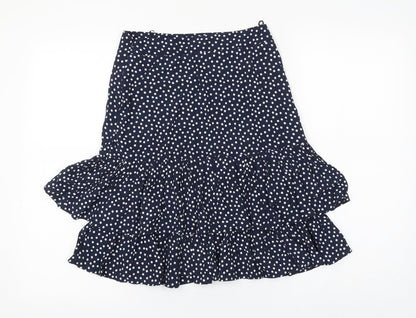 Marks and Spencer Womens Blue Polka Dot Viscose A-Line Skirt Size 6 Zip
