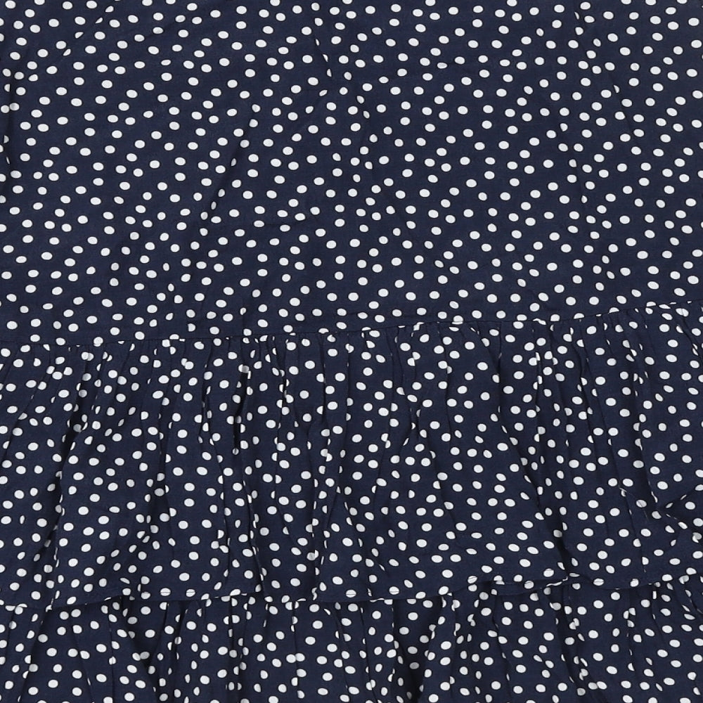 Marks and Spencer Womens Blue Polka Dot Viscose A-Line Skirt Size 6 Zip