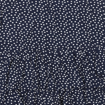 Marks and Spencer Womens Blue Polka Dot Viscose A-Line Skirt Size 6 Zip