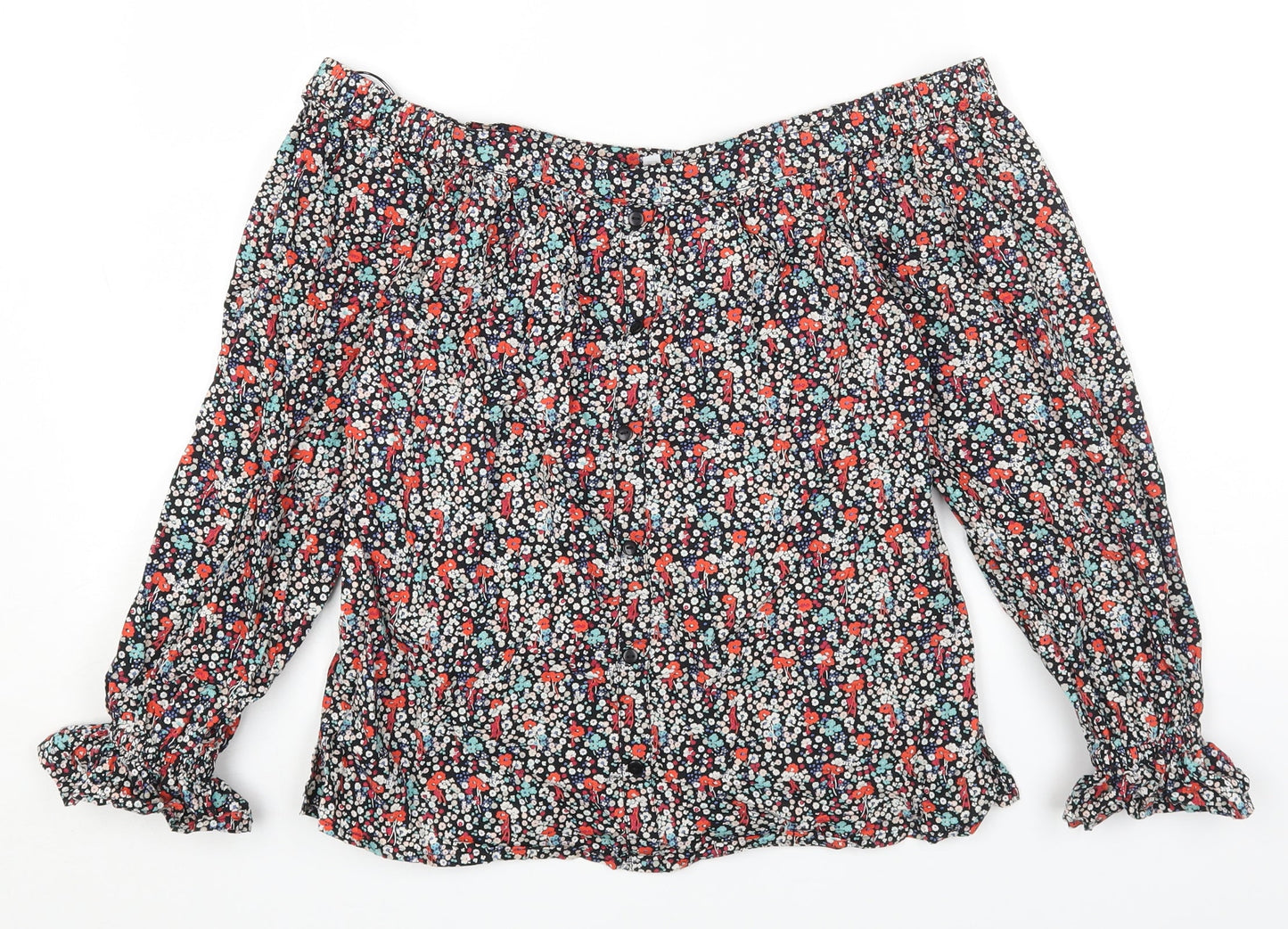 Womens UK Size 8 Red Herring Multicoloured Cropped T-Shirt