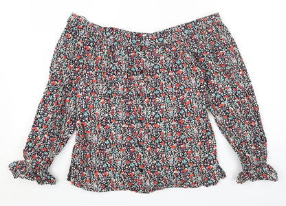 Womens UK Size 8 Red Herring Multicoloured Cropped T-Shirt