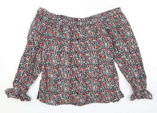Womens UK Size 8 Red Herring Multicoloured Cropped T-Shirt