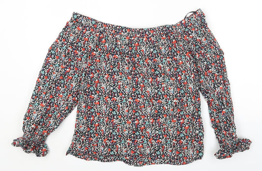 Womens UK Size 8 Red Herring Multicoloured Cropped T-Shirt