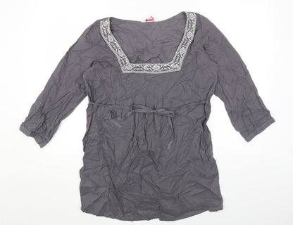 Glamorosa Womens Grey Cotton Basic T-Shirt Size 14 Square Neck