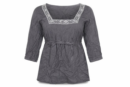 Glamorosa Womens Grey Cotton Basic T-Shirt Size 14 Square Neck