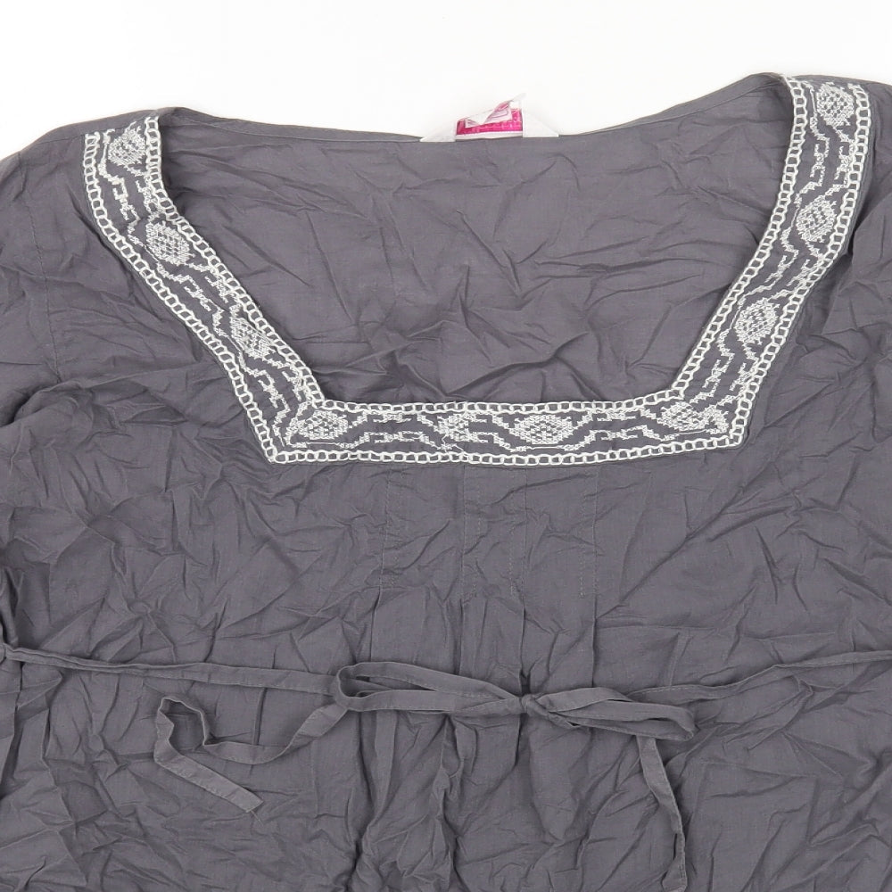 Glamorosa Womens Grey Cotton Basic T-Shirt Size 14 Square Neck