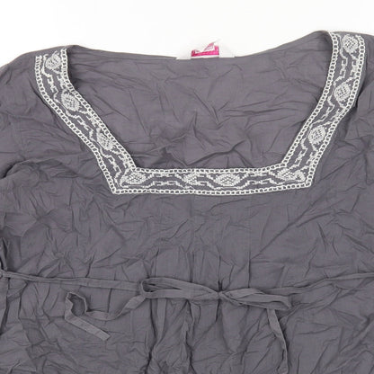 Glamorosa Womens Grey Cotton Basic T-Shirt Size 14 Square Neck