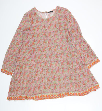 Natura Womens Multicoloured Paisley Rayon Fit & Flare Size S Round Neck Button
