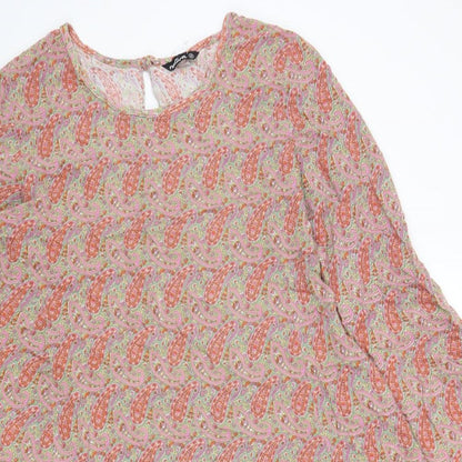 Natura Womens Multicoloured Paisley Rayon Fit & Flare Size S Round Neck Button