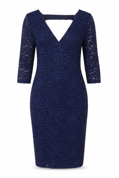 Quiz Womens Blue Nylon Bodycon Size 12 V-Neck Pullover